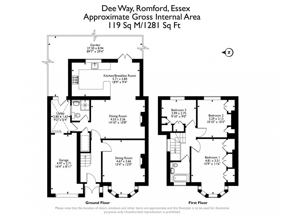 Floorplan for Dee Way, Romford, RM1