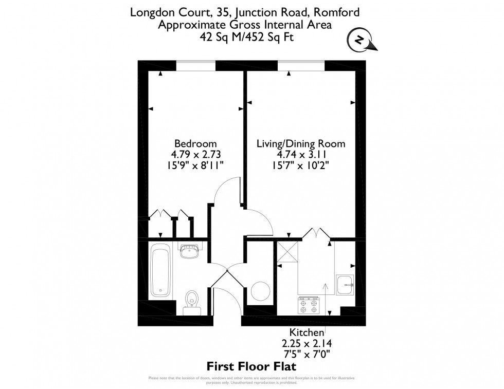 Floorplan for Junction Road, Longdon Court, RM1
