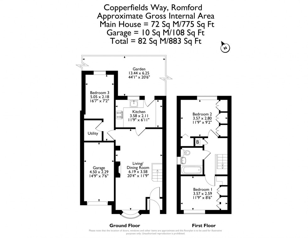 Floorplan for Copperfields Way, Romford, RM3