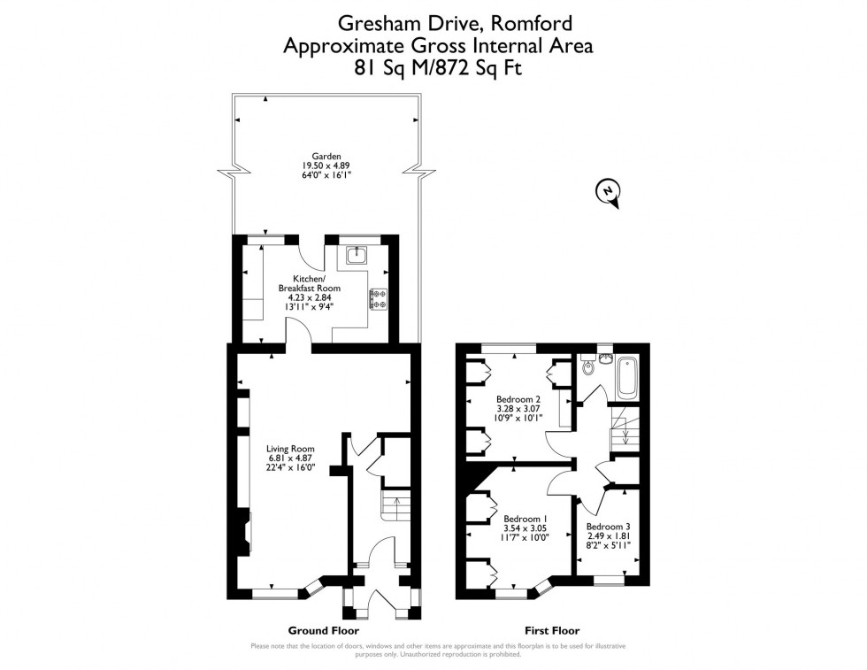 Floorplan for Gresham Drive, Romford, RM6