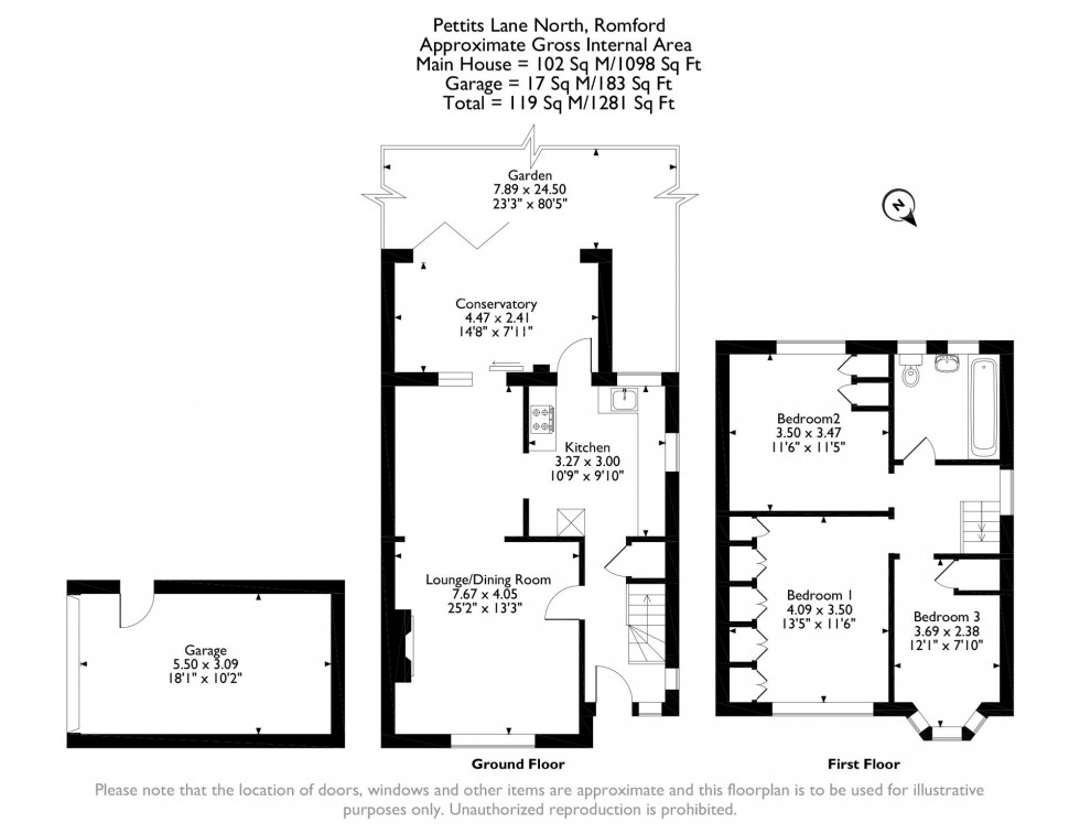 Floorplan for Pettits Lane North, Romford, RM1