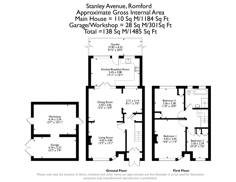 Floorplan for Stanley Avenue, Romford, RM2