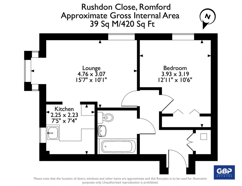 Floorplan for Rushdon Close, Romford, RM1